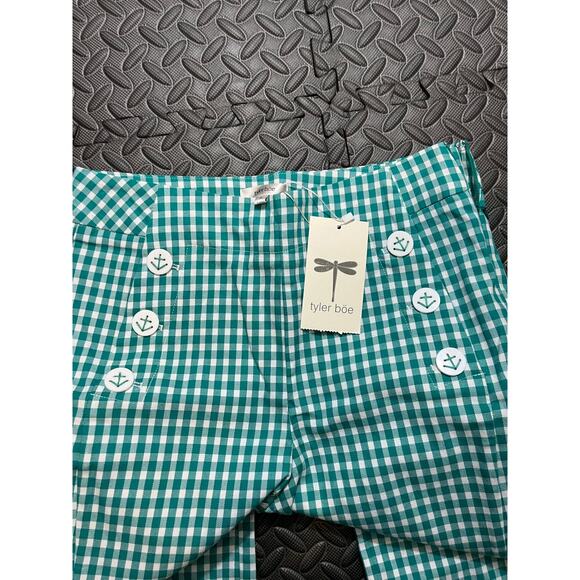TYLER BOE Gigi gingham kick flare pants crop PARAKEET white womens‎ size 4 NWT - Picture 5 of 9
